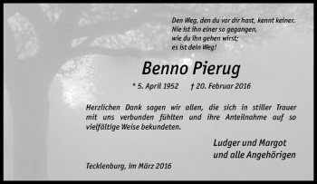 Anzeige von Benno Pierug von Westfälische Nachrichten
