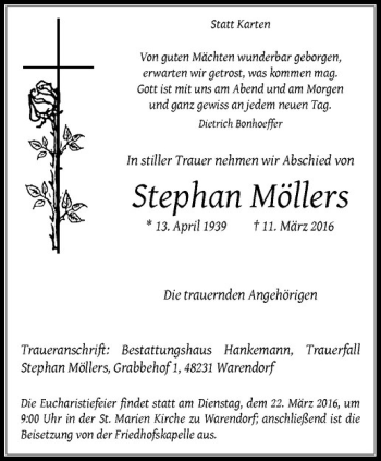 Anzeige von Stephan Möllers von Westfälische Nachrichten