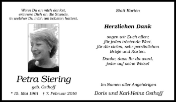 Anzeige von Petra Siering von Westfälische Nachrichten