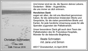 Anzeige von Christian Schroeten von Westfälische Nachrichten