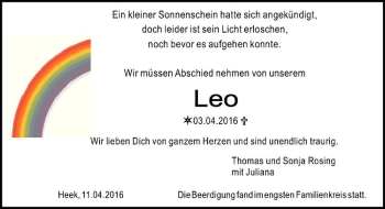 Anzeige von Leo Rosing von Westfälische Nachrichten