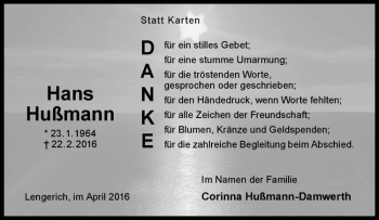 Anzeige von Hans Hußmann von Westfälische Nachrichten