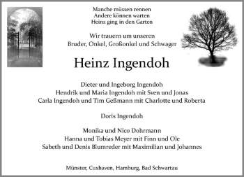 Anzeige von Heinz Ingendoh von Westfälische Nachrichten