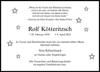 Anzeige von Rolf Kötteritzsch von Westfälische Nachrichten