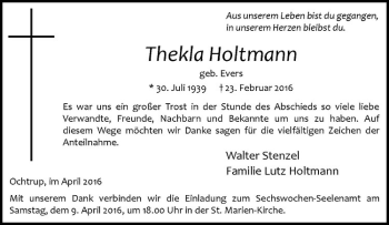Anzeige von Thekla Holtmann von Westfälische Nachrichten