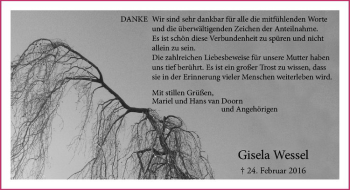 Anzeige von Gisela Wessel von Westfälische Nachrichten