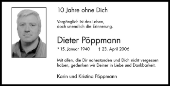 Anzeige von Dieter Pöppmann von Westfälische Nachrichten