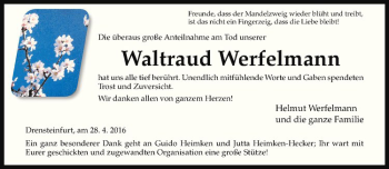 Anzeige von Waltraud Werfelmann von Westfälische Nachrichten