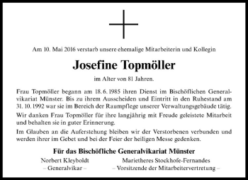 Anzeige von Josefine Topmöller von Westfälische Nachrichten
