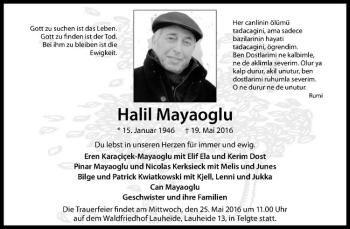 Anzeige von Halil Mayaoglu von Westfälische Nachrichten