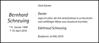 Anzeige von Bernhard Schneuing von Westfälische Nachrichten