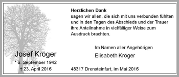 Anzeige von Josef Kröger von Westfälische Nachrichten