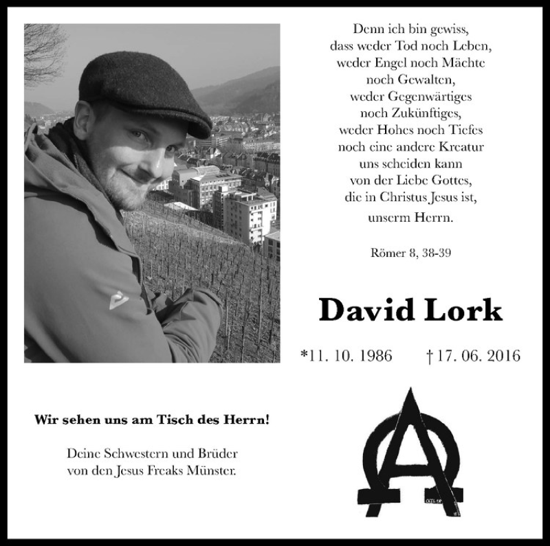  Traueranzeige für David Lork vom 21.06.2016 aus Westfälische Nachrichten