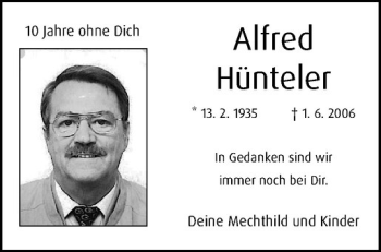 Anzeige von Alfred Hünteler von Westfälische Nachrichten