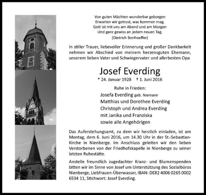  Traueranzeige für Josef Everding vom 03.06.2016 aus Westfälische Nachrichten
