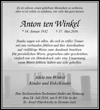 Anzeige von Anton ten Winkel von Westfälische Nachrichten