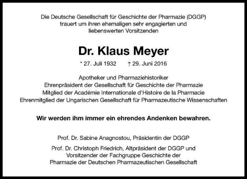  Traueranzeige für Klaus Meyer vom 02.07.2016 aus Westfälische Nachrichten