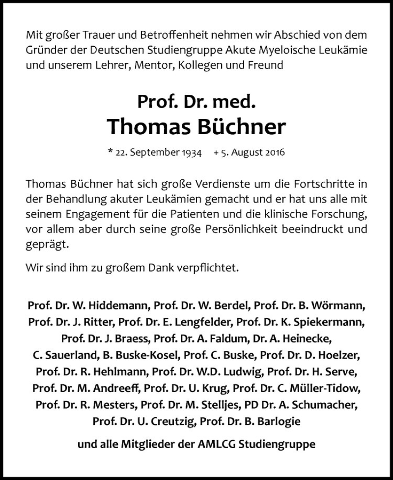  Traueranzeige für Thomas Büchner vom 13.08.2016 aus Westfälische Nachrichten