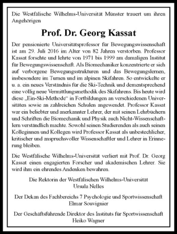 Anzeige von Georg Kassat von Westfälische Nachrichten
