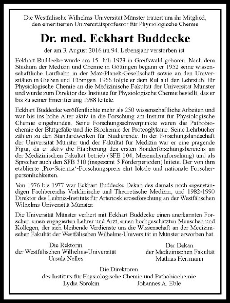  Traueranzeige für Eckhart Buddecke vom 13.08.2016 aus Westfälische Nachrichten