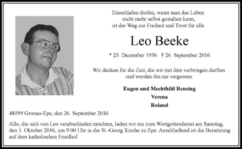 Anzeige von Leo Beeke von Westfälische Nachrichten
