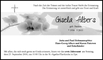Anzeige von Gisela Albers von Westfälische Nachrichten