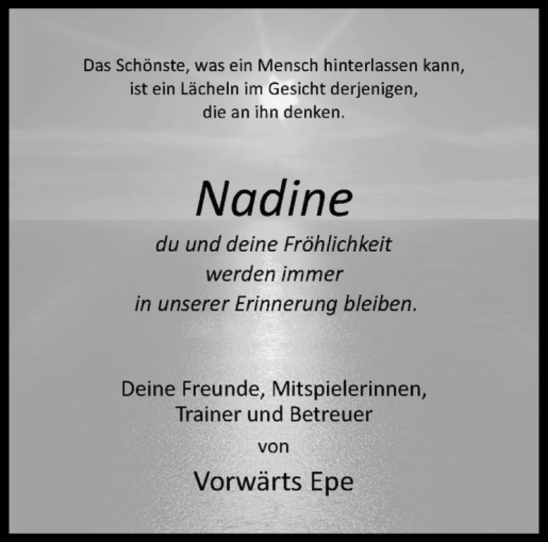  Traueranzeige für Nadine Niehues vom 13.09.2016 aus Westfälische Nachrichten