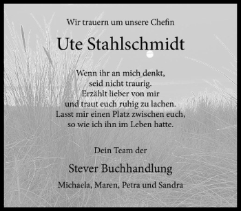 Anzeige von Ute Stahlschmidt von Westfälische Nachrichten