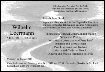 Anzeige von Wilhelm Loermann von Westfälische Nachrichten