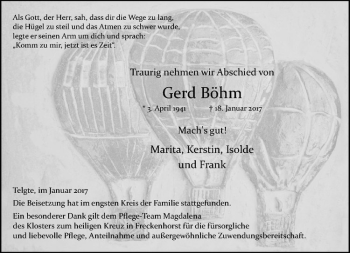 Anzeige von Gerd Böhm von Westfälische Nachrichten