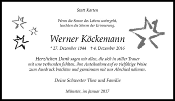 Anzeige von Werner Köckemann von Westfälische Nachrichten