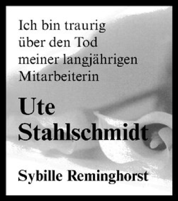 Anzeige von Ute Stahlschmidt von Westfälische Nachrichten