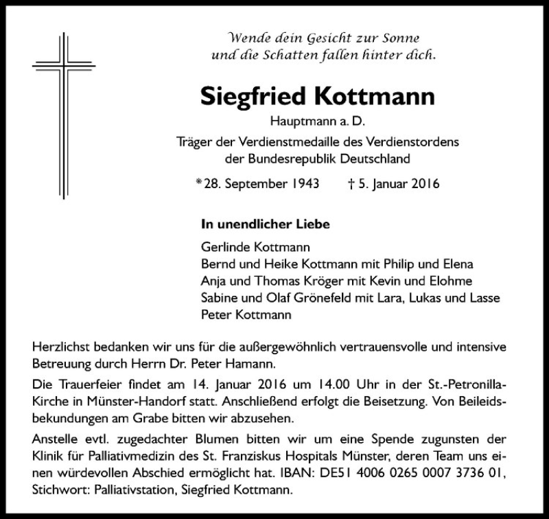  Traueranzeige für Gerlinde Kottmann vom 09.01.2016 aus Westfälische Nachrichten