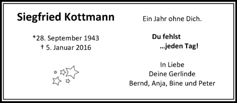  Traueranzeige für Gerlinde Kottmann vom 05.01.2017 aus Westfälische Nachrichten
