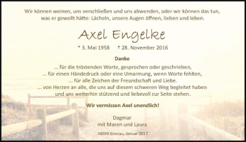 Anzeige von Axel Engelke von Westfälische Nachrichten