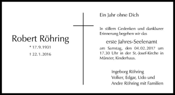 Anzeige von Robert Röhring von Westfälische Nachrichten