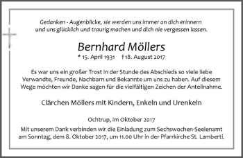 Anzeige von Bernhard Möllers von Westfälische Nachrichten