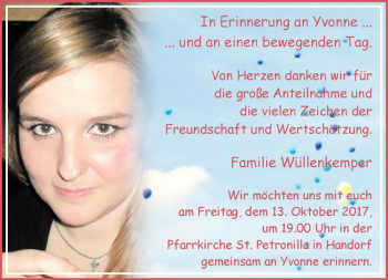 Anzeige von Yvonne Wüllenkemper von Westfälische Nachrichten
