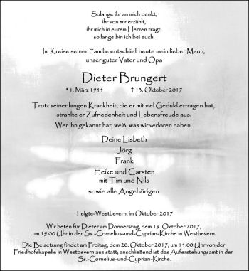 Anzeige von Dieter Brungert von Westfälische Nachrichten