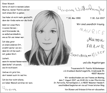 Anzeige von Yvonne Wüllenkemper von Westfälische Nachrichten