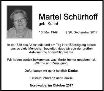 Anzeige von Martel Schürhoff von Westfälische Nachrichten