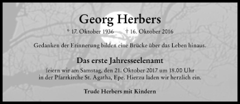 Anzeige von Georg Herbers von Westfälische Nachrichten