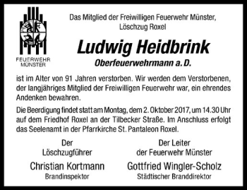 Anzeige von Ludwig Heidbrink von Westfälische Nachrichten