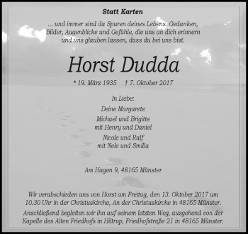 Anzeige von Horst Dudda von Westfälische Nachrichten