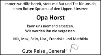 Anzeige von Horst Laserich von Westfälische Nachrichten