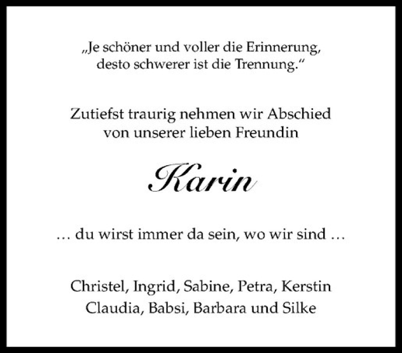  Traueranzeige für Karin Terhalle vom 08.11.2017 aus Westfälische Nachrichten