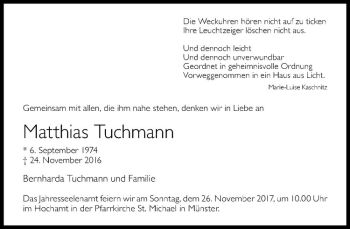 Anzeige von Matthias Tuchmann von Westfälische Nachrichten
