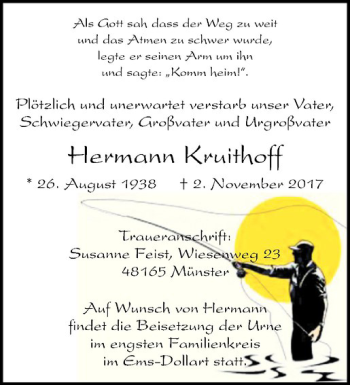 Anzeige von Hermann Kruithoff von Westfälische Nachrichten