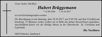 Anzeige von Hubert Brüggemann von Westfälische Nachrichten