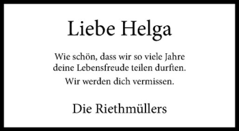 Anzeige von Helga Reitter von Westfälische Nachrichten